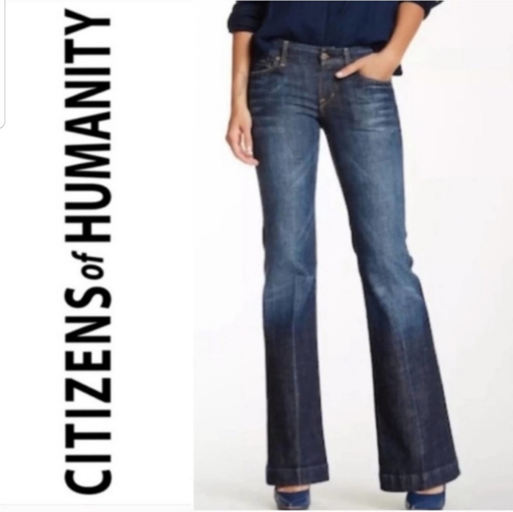 Citizens Of Humanity Faye #184 Wide Leg Flare Low Rise Stretch Jeans Size 28